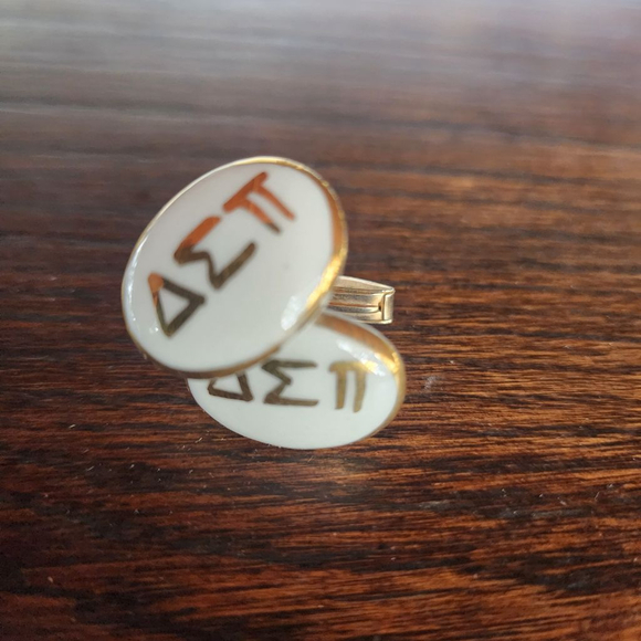 Delta Sigma Pi Cufflinks, Vintage Gold Tone - Picture 1 of 4